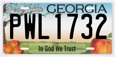 GA license plate PWL1732