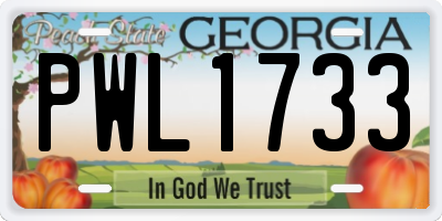 GA license plate PWL1733