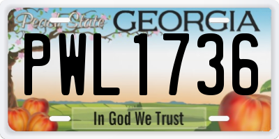 GA license plate PWL1736