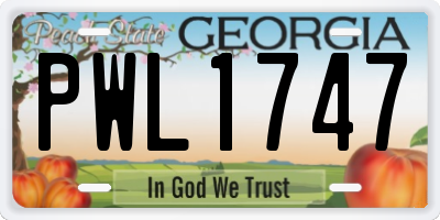 GA license plate PWL1747