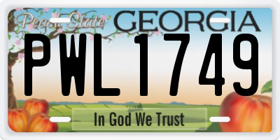 GA license plate PWL1749