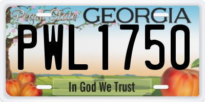 GA license plate PWL1750