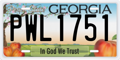 GA license plate PWL1751
