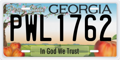 GA license plate PWL1762