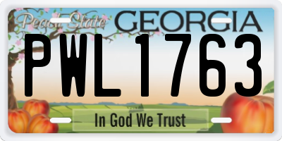 GA license plate PWL1763