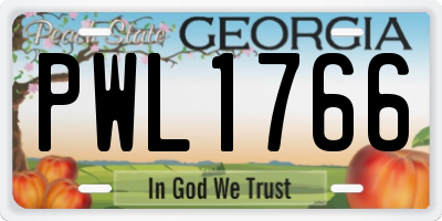 GA license plate PWL1766