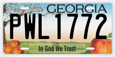 GA license plate PWL1772