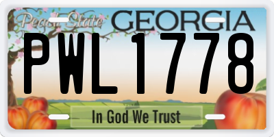GA license plate PWL1778