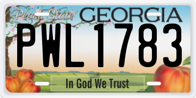 GA license plate PWL1783
