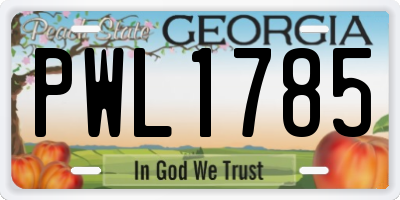 GA license plate PWL1785