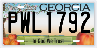 GA license plate PWL1792