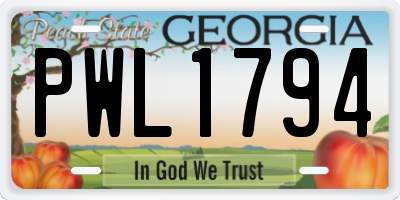 GA license plate PWL1794