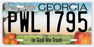 GA license plate PWL1795