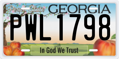 GA license plate PWL1798