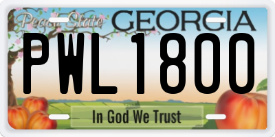 GA license plate PWL1800
