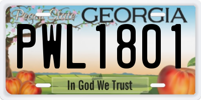 GA license plate PWL1801