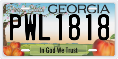 GA license plate PWL1818