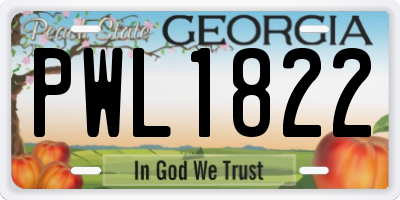 GA license plate PWL1822