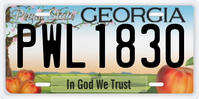 GA license plate PWL1830