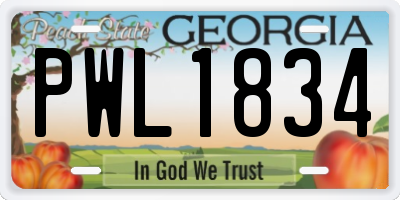 GA license plate PWL1834