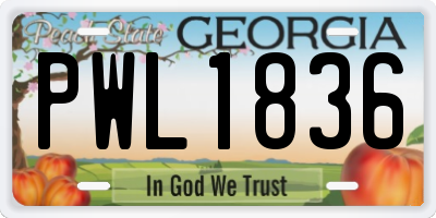 GA license plate PWL1836