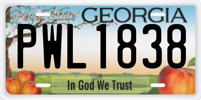 GA license plate PWL1838