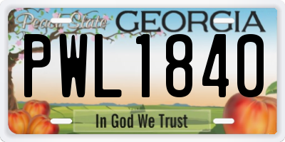 GA license plate PWL1840