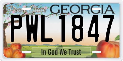 GA license plate PWL1847