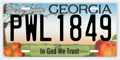 GA license plate PWL1849