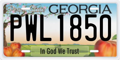 GA license plate PWL1850