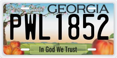 GA license plate PWL1852