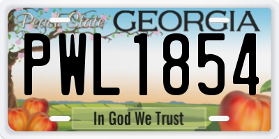 GA license plate PWL1854