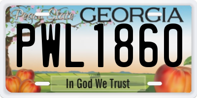 GA license plate PWL1860