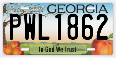 GA license plate PWL1862