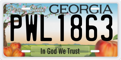 GA license plate PWL1863