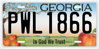 GA license plate PWL1866