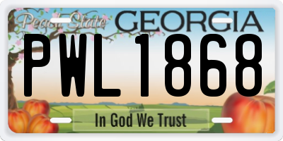 GA license plate PWL1868
