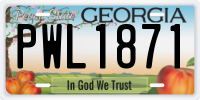 GA license plate PWL1871