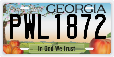 GA license plate PWL1872