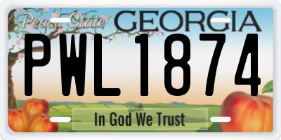 GA license plate PWL1874