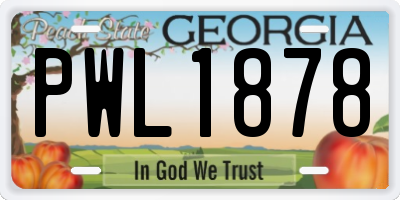 GA license plate PWL1878