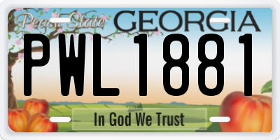 GA license plate PWL1881