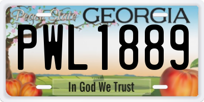 GA license plate PWL1889