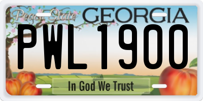 GA license plate PWL1900