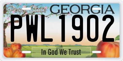 GA license plate PWL1902