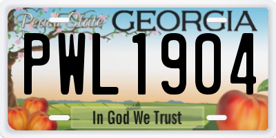 GA license plate PWL1904