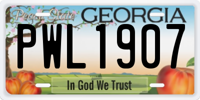 GA license plate PWL1907