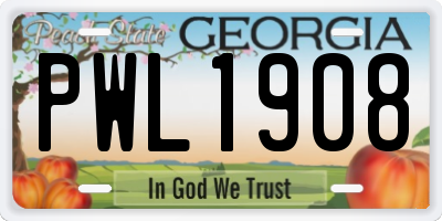 GA license plate PWL1908