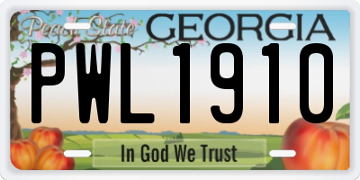 GA license plate PWL1910