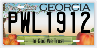 GA license plate PWL1912